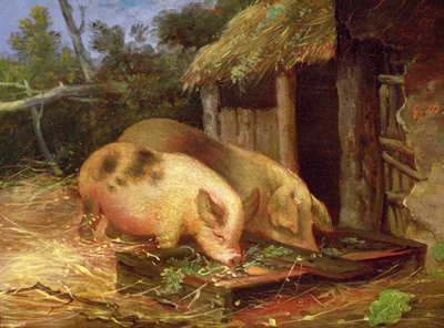 Cerdos en un comedero de George Morland